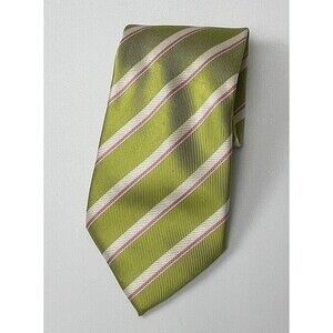 Paul Smith Tie Diagonal Stripe Green‎ White Pink 100% Silk Italy Designer 60x4